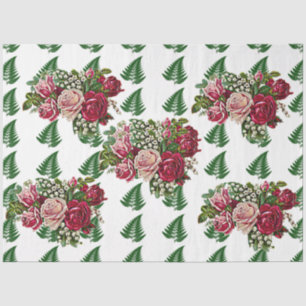 Burgundy Red Rustic Roses Floral Country Wedding Tissue Paper