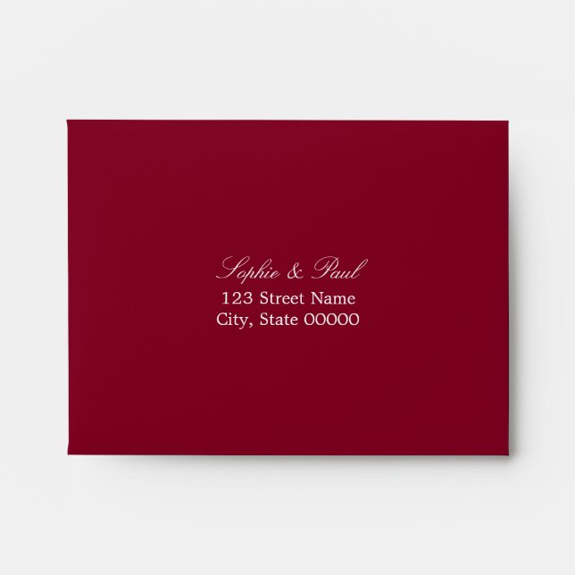 Burgundy Red Self Addressed RSVP Envelope (Front)