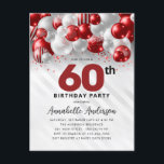 Burgundy Red Silver Balloon Glitter 60th Birthday  Postcard<br><div class="desc">Modern Glam Burgundy Red Silver Balloon Glitter Sparkle Any Age Birthday Invitation</div>