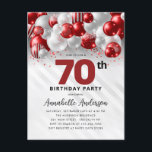 Burgundy Red Silver Balloon Glitter 70th Birthday  Postcard<br><div class="desc">Modern Glam Burgundy Red Silver Balloon Glitter Sparkle Any Age Birthday Invitation</div>