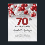 Burgundy Red Silver Balloon Glitter 70th Birthday  Postcard<br><div class="desc">Modern Glam Burgundy Red Silver Balloon Glitter Sparkle Any Age Birthday Invitation</div>
