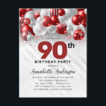 Burgundy Red Silver Balloon Glitter 90th Birthday  Postcard<br><div class="desc">Modern Glam Burgundy Red Silver Balloon Glitter Sparkle Any Age Birthday Invitation</div>