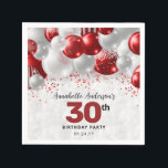 Burgundy Red Silver Balloon Glitter Favour Birthda Napkin<br><div class="desc">Modern Glam Burgundy Red Silver Balloon Glitter Sparkle Any Age Birthday Party Napkins</div>