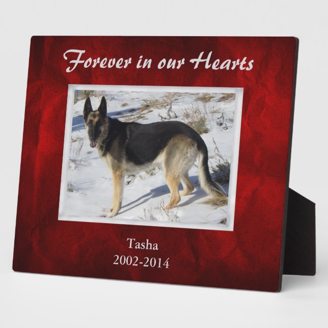 Burgundy Red Silver Pet Memorial Template Plaque (Side)