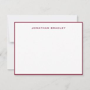 Burgundy Red Simple Border All Caps Full Name Card