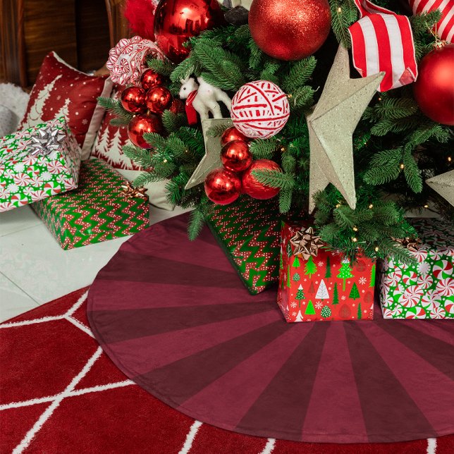 Burgundy Red Starburst Stripes Brushed Polyester Tree Skirt (Burgundy Red Starburst Stripes Brushed Polyester Tree Skirt)