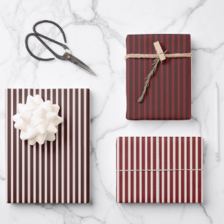 Burgundy Red Stripe Wrapping Paper Sheet