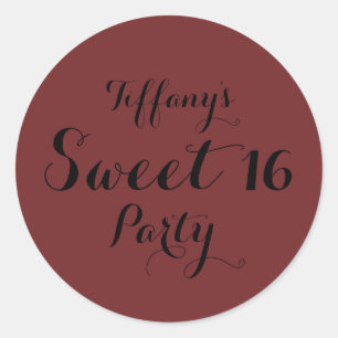 Burgundy Red Sweet 16 Sticker