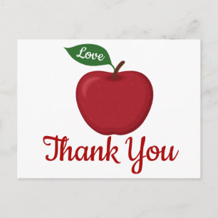 Burgundy Red Thank You Apple Rustic Wedding Party Postcard
