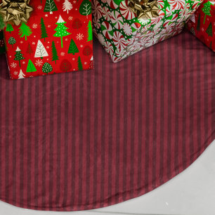Burgundy Red Thin Stripe Faux Linen Tree Skirt