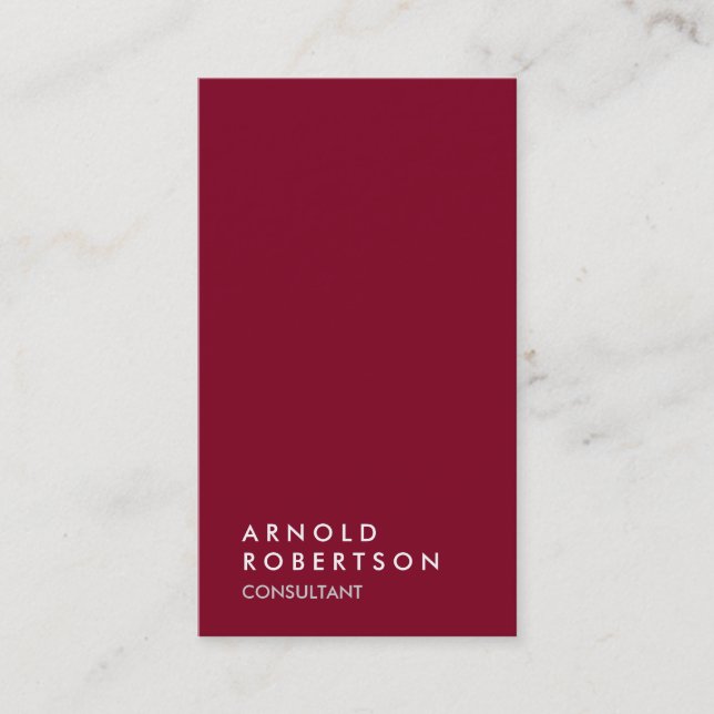 Burgundy Red Trendy Modern Minimalist Simple Business Card (Front)