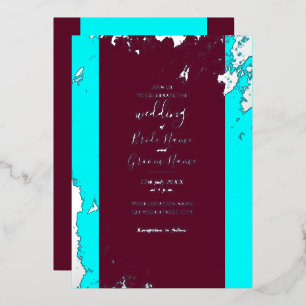 Burgundy Red Turquoise Blue Silver Grain Elegant