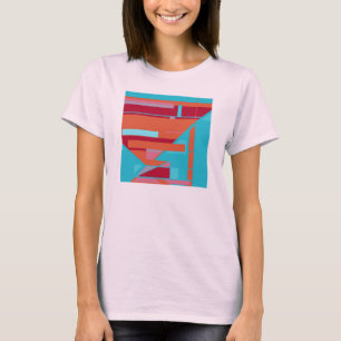 Burgundy Red Turquoise MCM-inspired Art Abstract T-Shirt