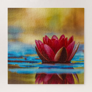 Burgundy Red Water Lily Jigsaw Puzzle