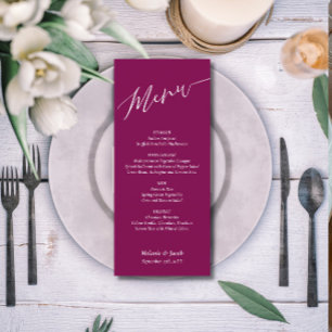 Burgundy Red Wedding Flat Menu Card