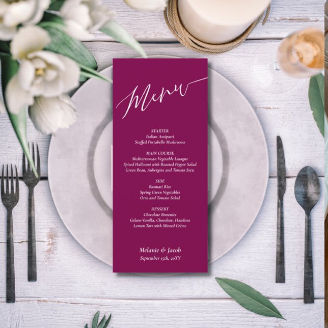 Burgundy Red Wedding Flat Menu Card (Creator Uploaded)