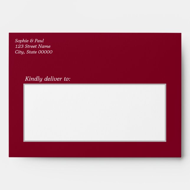 Burgundy Red Wedding Invitation Envelope (Front)