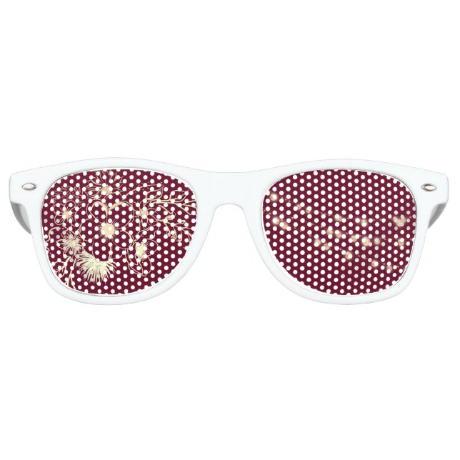 Burgundy Red Wedding Party Retro Sunglasses (Front)