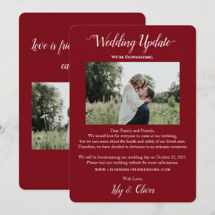 Burgundy Red Wedding Update 2 Photo Downsizing Announcement