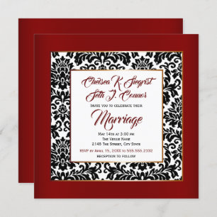 Burgundy Red, White and Black Invitation