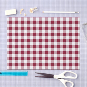 Burgundy Red White Plaid Pattern  Tissue Paper