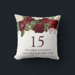 Burgundy Red White Rose 15th Wedding Anniversary Cushion<br><div class="desc">Burgundy Red White Rose 15th Wedding Anniversary

See matching invitation and collection in Niche and Nest Store</div>