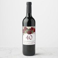 Burgundy Red White Rose 40th Wedding Anniversary