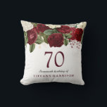 Burgundy Red White Rose 70th Birthday Gift Cushion<br><div class="desc">Burgundy Red White Rose 70th Birthday Gift Pillow

See matching invitation and collection in Niche and Nest Store</div>