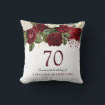 Burgundy Red White Rose 70th Birthday Gift Cushion<br><div class="desc">Burgundy Red White Rose 70th Birthday Gift Pillow

See matching invitation and collection in Niche and Nest Store</div>