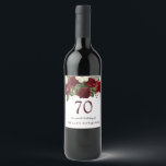 Burgundy Red White Rose 70th Birthday Party Wine Label<br><div class="desc">Burgundy Red White Rose 70th Birthday Party Wine Label

See matching Collection In Store</div>