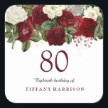 Burgundy Red White Rose 80th Birthday Sticker<br><div class="desc">Burgundy Red White Rose 80th Birthday Sticker

See matching collection in Niche and Nest Store</div>