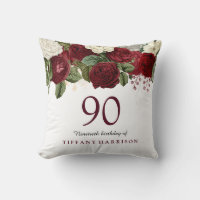 Burgundy Red White Rose 90th Birthday Gift