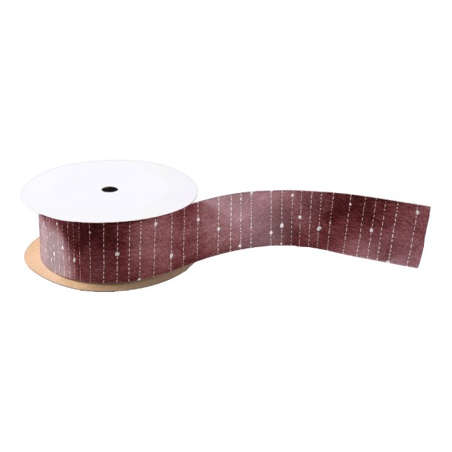 Burgundy Red White Stripes Valentine's Day Satin Ribbon (Spool)
