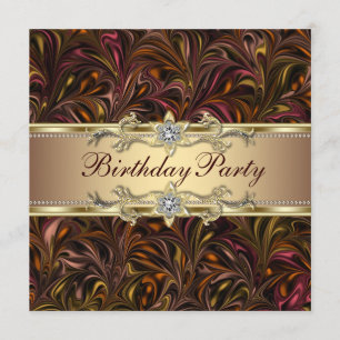 Burgundy Red Wine Gold Birthday Party Invitation
