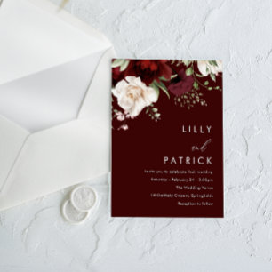 Burgundy Red Wine Modern Elegant Wedding Invitation