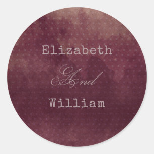 Burgundy Red Wine Watercolor Vintage Fall Wedding Classic Round Sticker