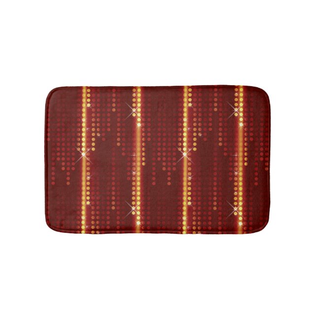 Burgundy Red Yellow polka dots matrix Bath Mat (Front)