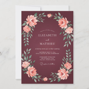 Burgundy Refined Autumn Wedding Invitation