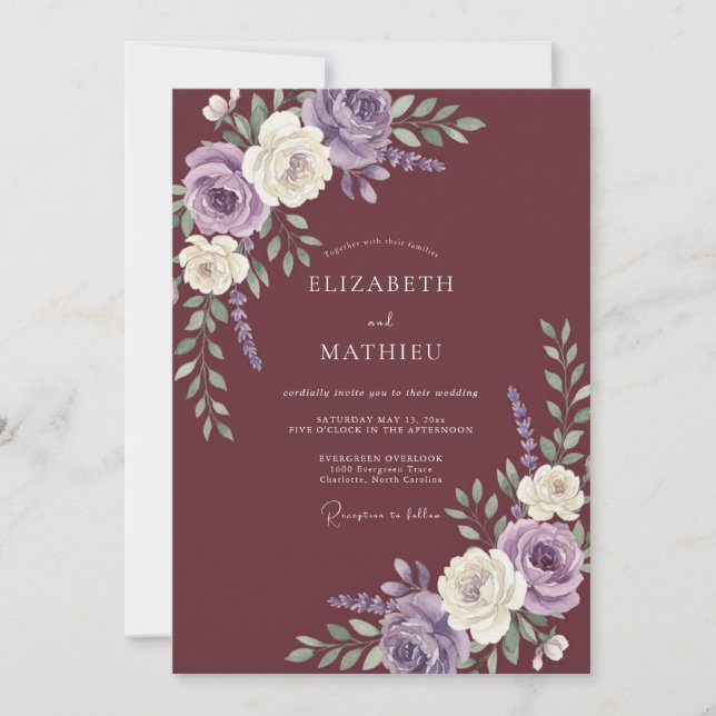Burgundy Regal Autumn Wedding Invitation (Front)