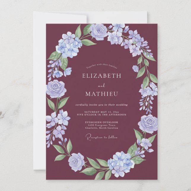 Burgundy Regal Classic Wedding Invitation (Front)