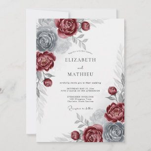 Burgundy Regal Winter Wedding Invitation