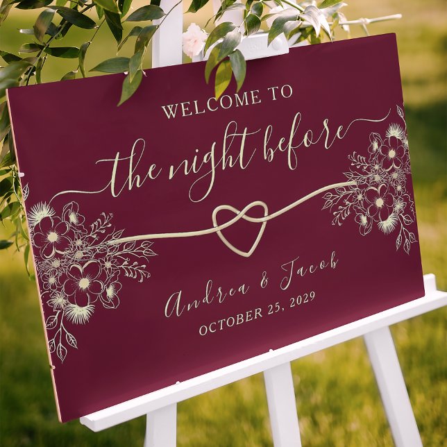 Burgundy Rehearsal Dinner Welcome Sign (Creator Uploaded)