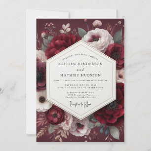 Burgundy Rembrandt Flora Wedding Invitation