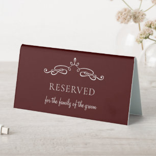 Burgundy Reserved Wedding Table Sign