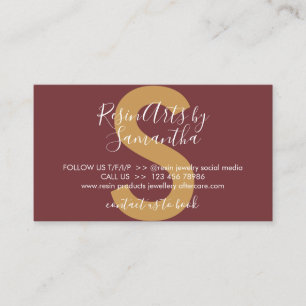 Burgundy Resin Products Care Instructions Business Card