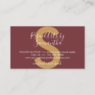 Burgundy Resin Products Care Instructions Business Card