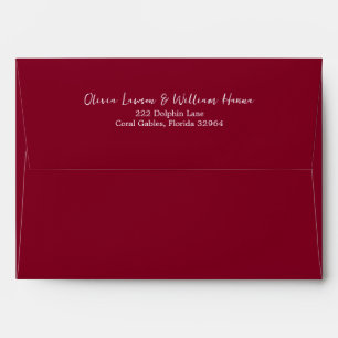 Burgundy Return Address Envelope with Script
