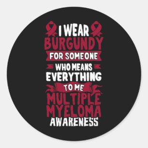 Burgundy Ribbon - Blood Cancer Awareness  Classic Round Sticker