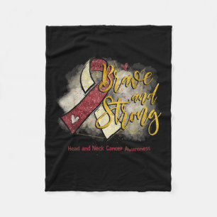Burgundy Ribbon Brave And Strong Head Neck Cancer Fleece Blanket