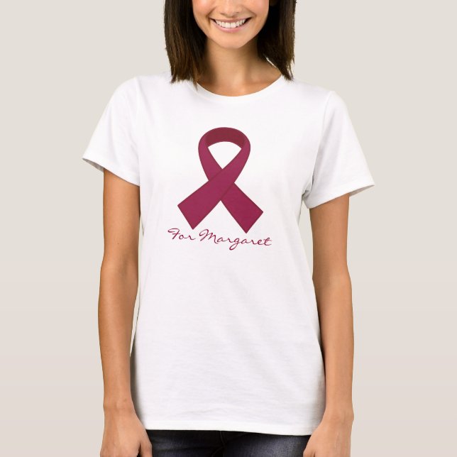 Burgundy Ribbon Multiple Myeloma Awareness Tee (Front)